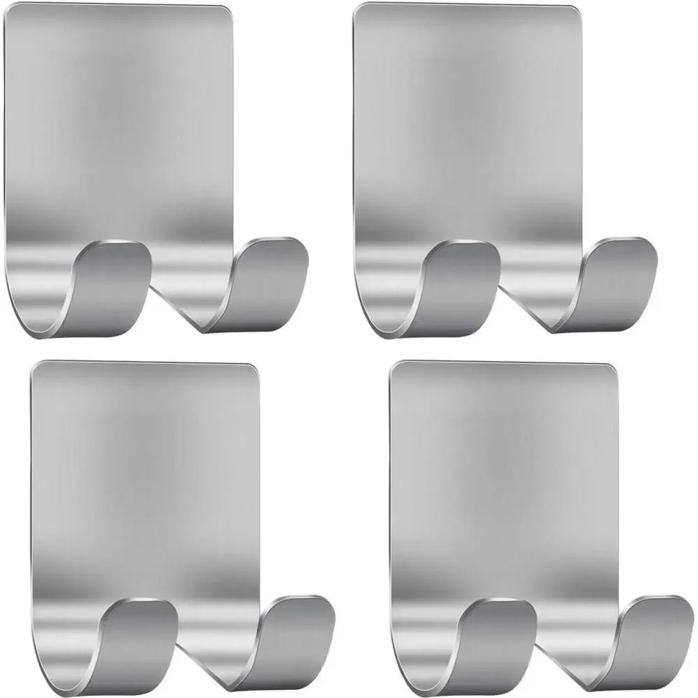 Deluxe Razor Holder for Shower-Hook (3) (4 Pack) Adhesive Stainless Steel